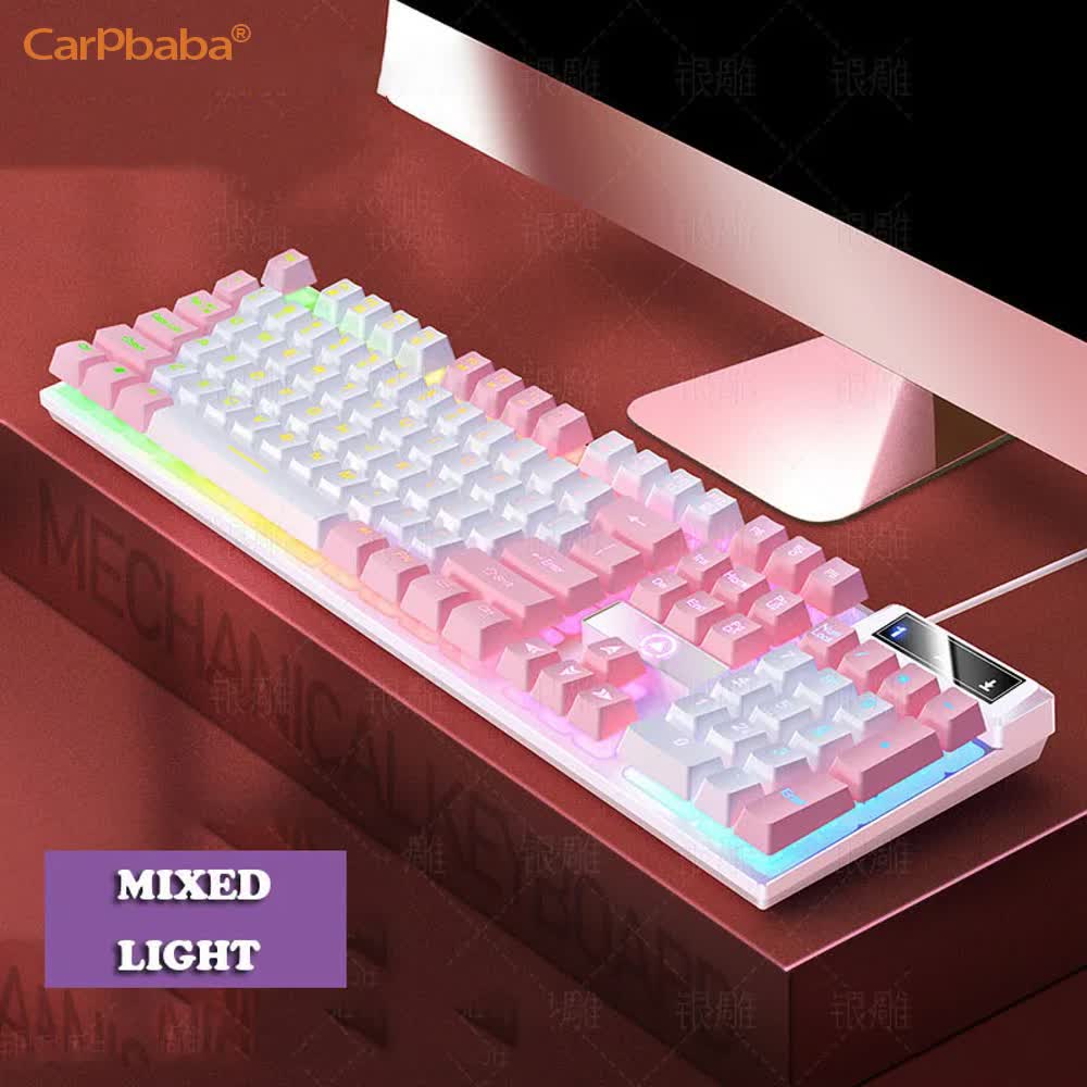 Pc Gaming Pink - Carpbaba K500 104-toetsen USB bedraad gamingtoetsenbord