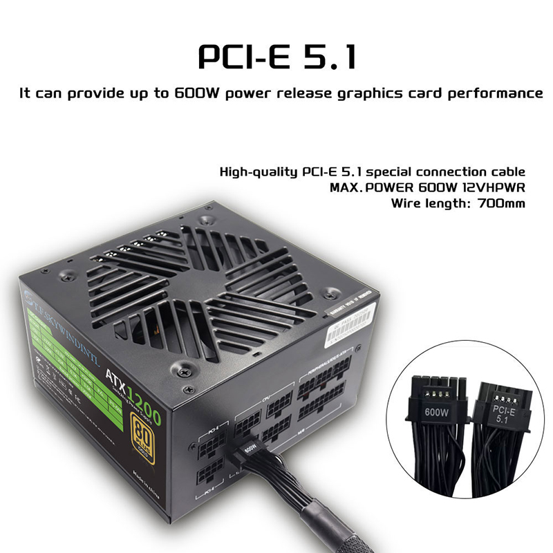 PCIE 5.0 1200W PC-voeding Voll - Pc Gaming Fullset recensie en prijs
